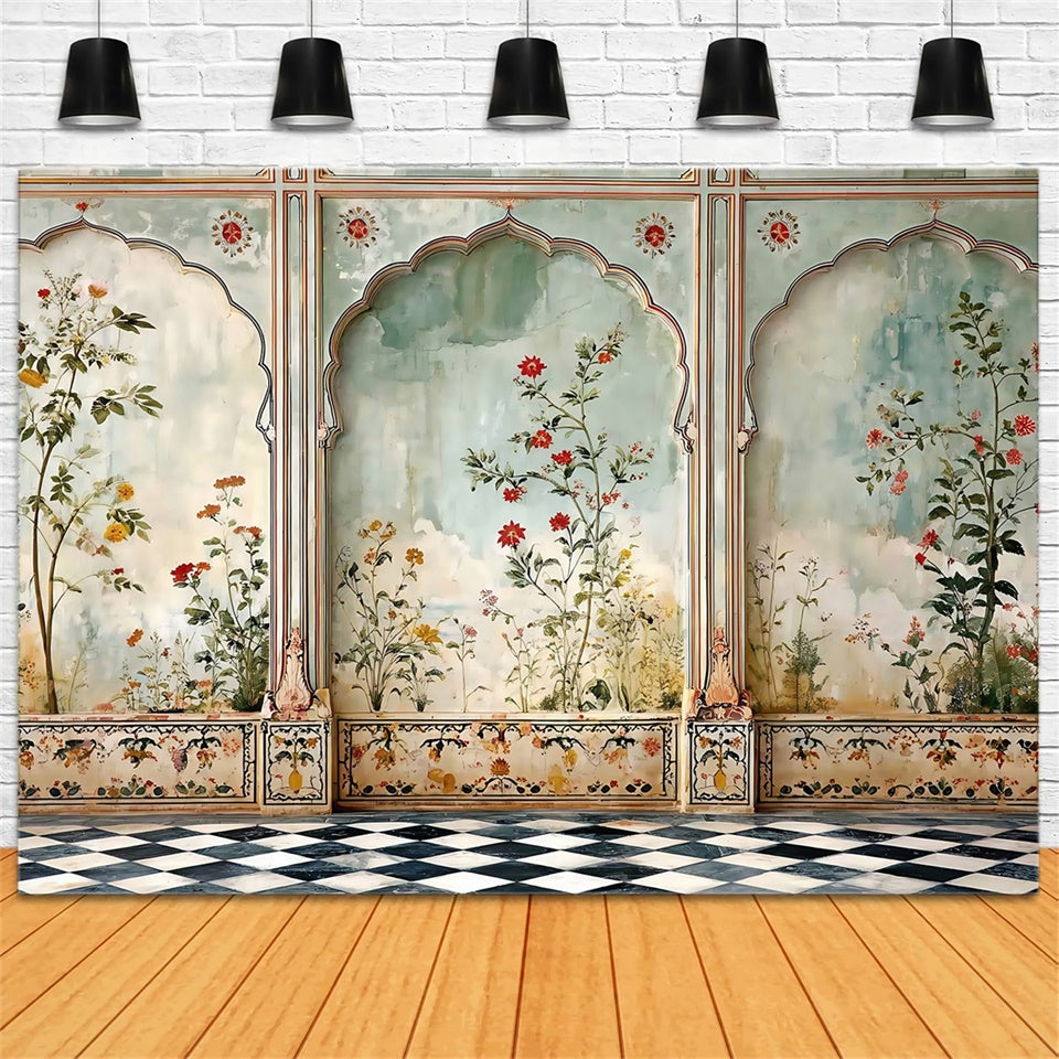 Toile de fond Vintage Panneau Fleur Peinte Arche MRR7-225
