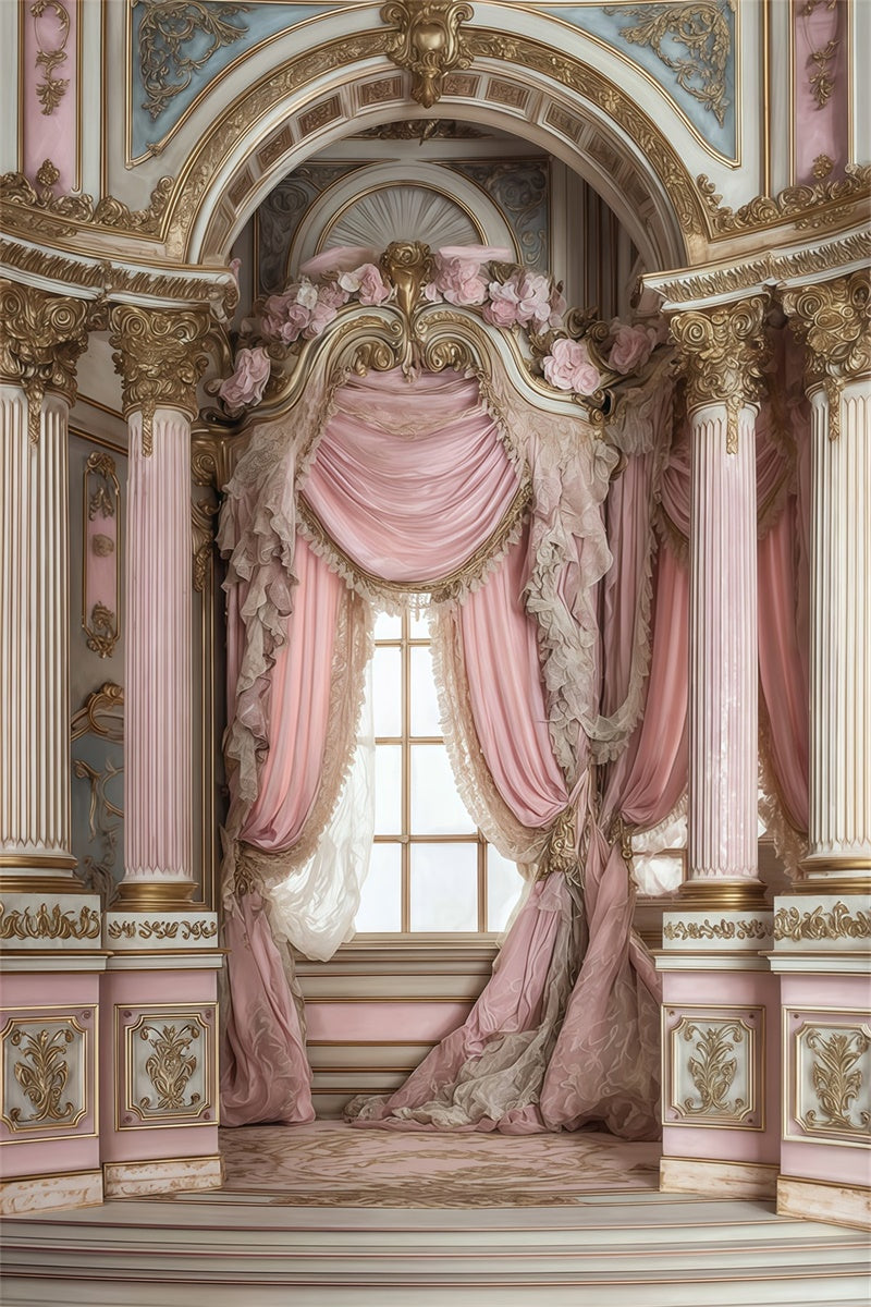 Toile de fond Vintage Arche Drapée Rosée Rococo MRR7-235
