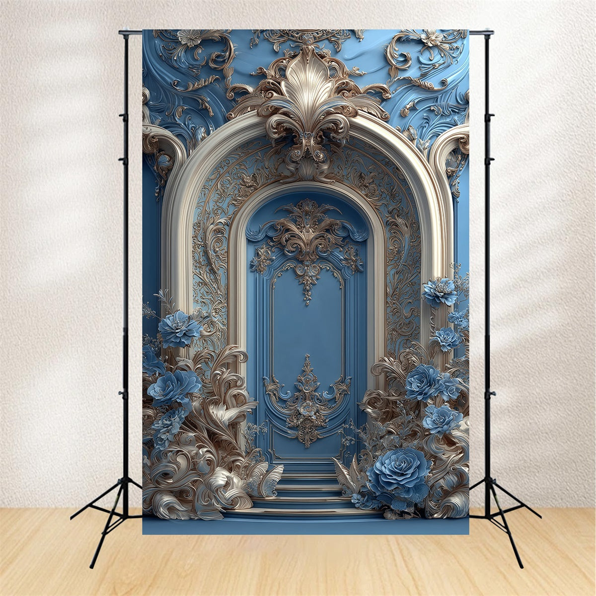 Toile de fond Vintage Mur Jardin Saphir Rococo MRR7-237