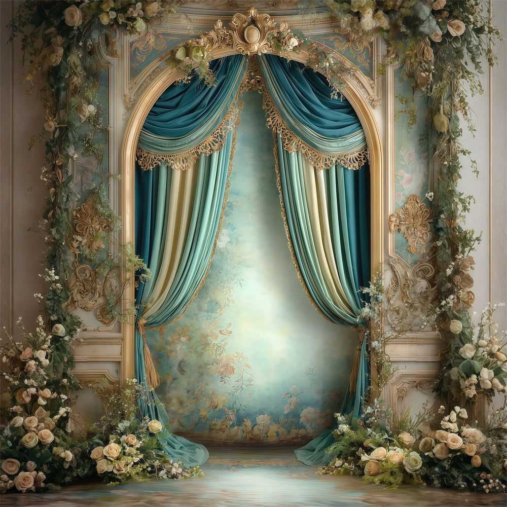 Toile de fond Vintage Rideau Fleuri Victorien Photo MRR7-240