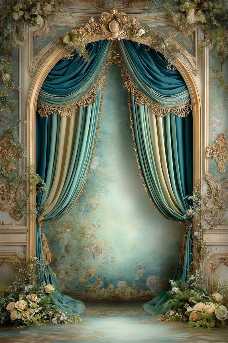 Toile de fond Vintage Rideau Fleuri Victorien Photo MRR7-240