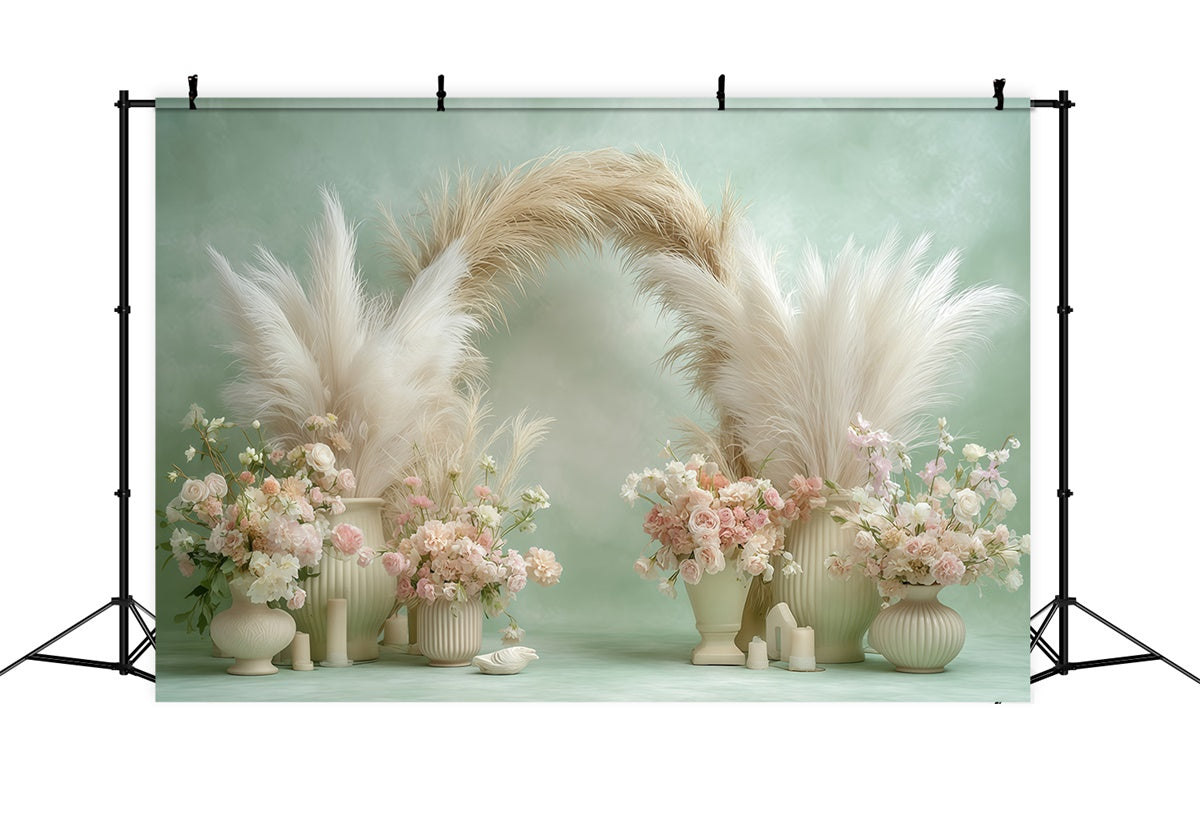 Toile de fond bohème Vase Pétales Crème Photographie MRR7-242