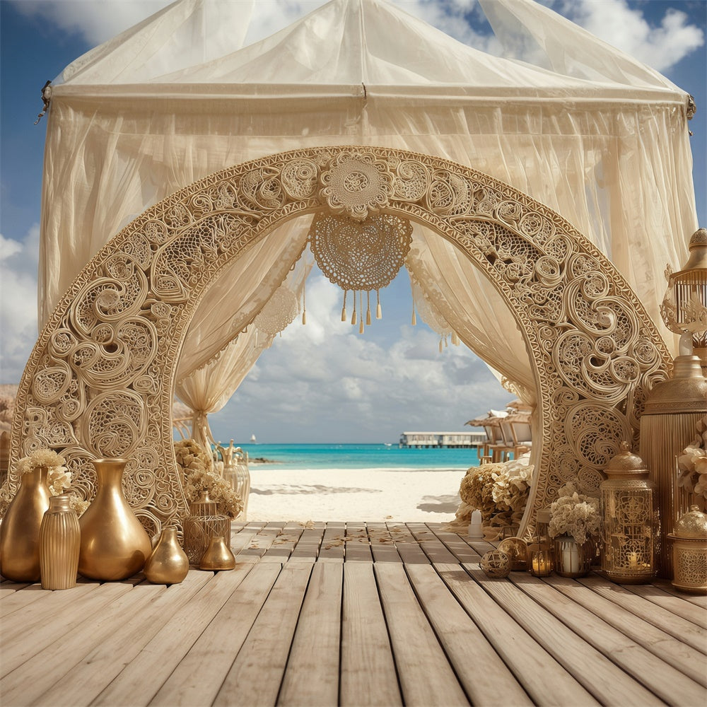 Toile de fond bohème Arche Plage Rêve Côtier MRR7-248