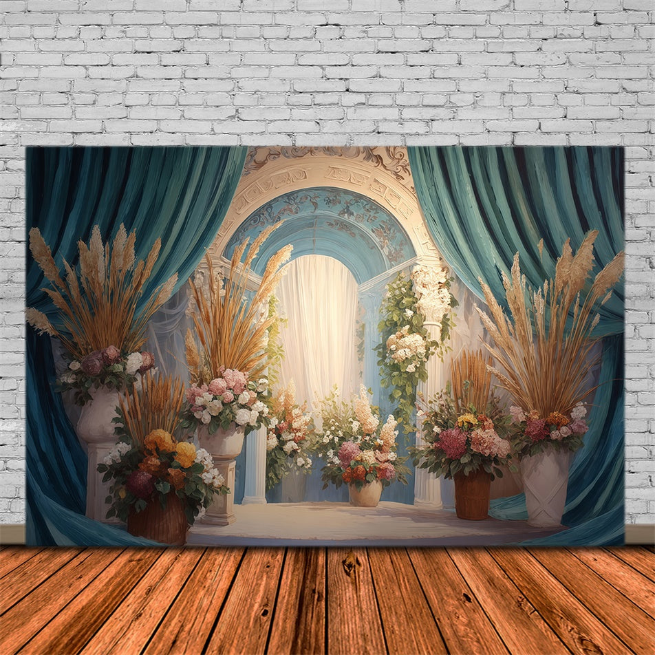 Toile de fond photo bohème Cour Vintage Florale MRR7-250