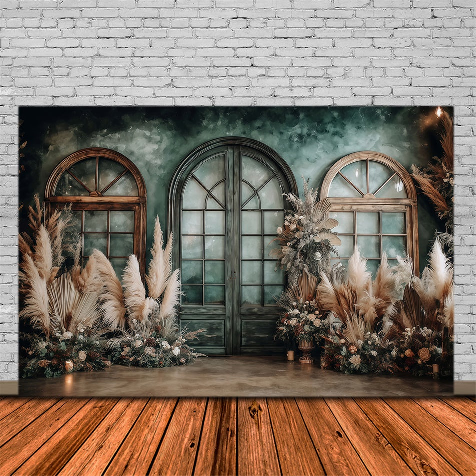 Toile de fond photo bohème Fenêtre Rustique Émeraude MRR7-257