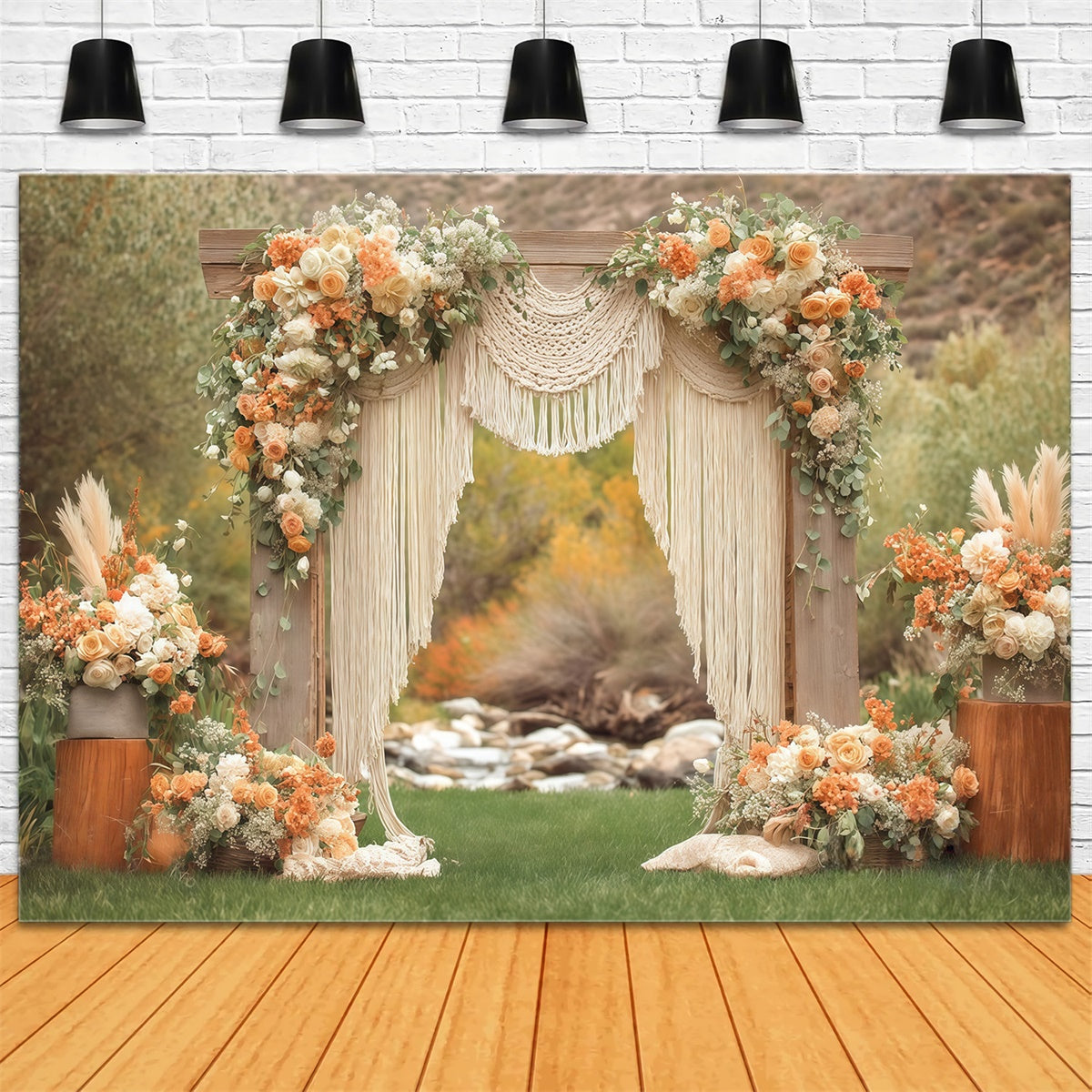 Toile de fond bohème Macramé Prairie Jardin Mariage MRR7-259