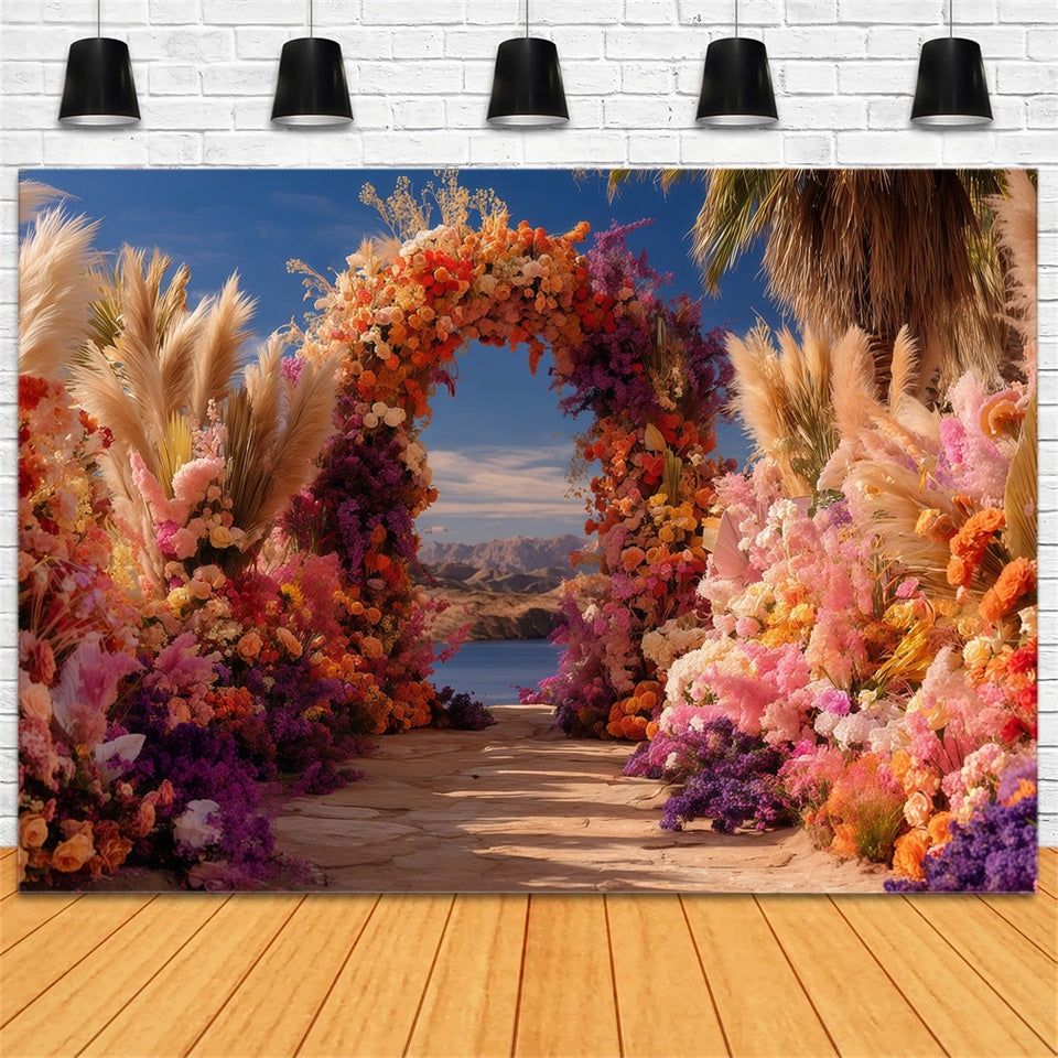 Toile de fond photo bohème Arche Floraison Tropicale MRR7-262