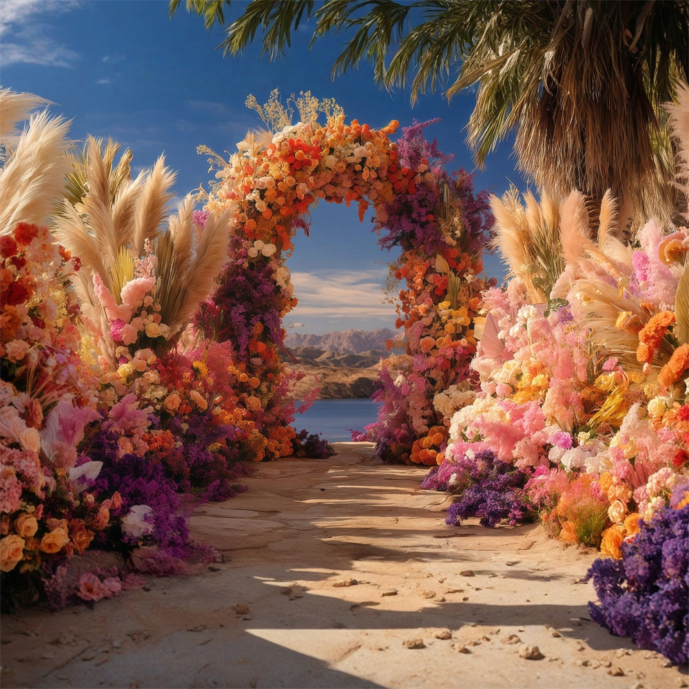 Toile de fond photo bohème Arche Floraison Tropicale MRR7-262