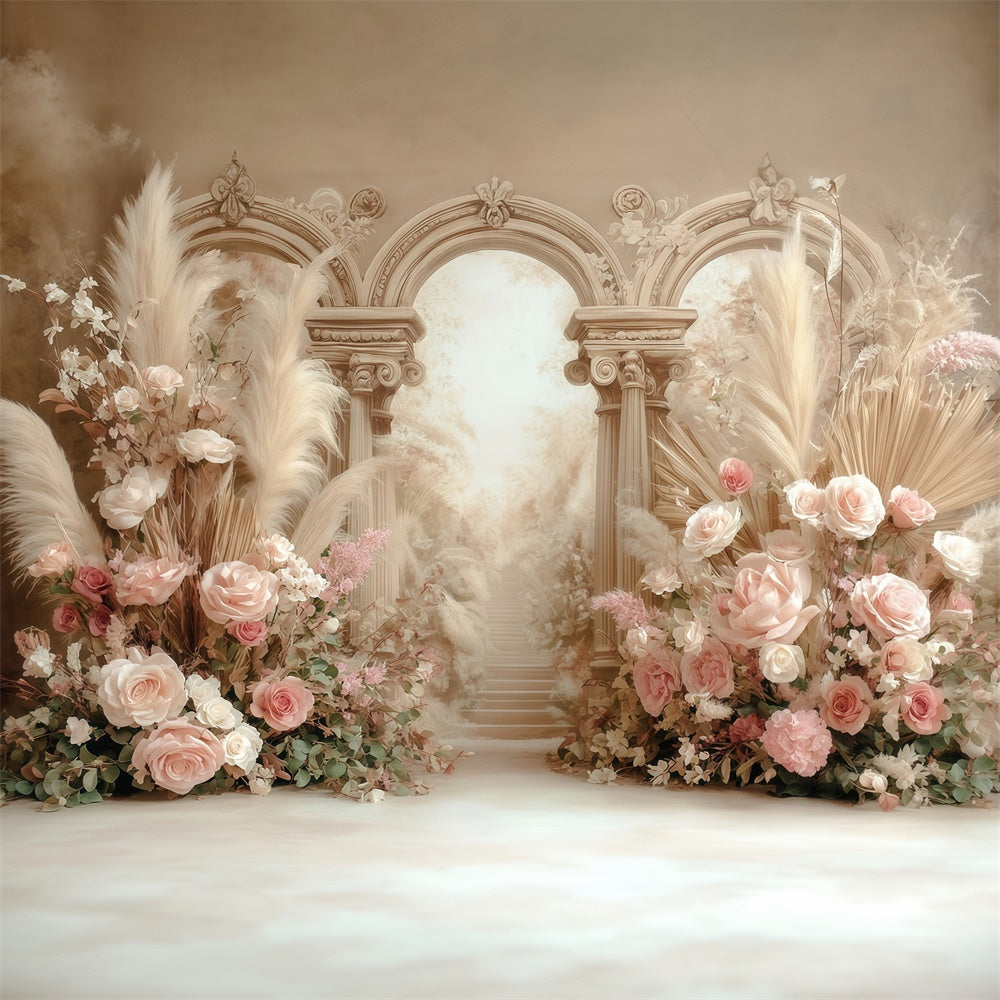Toile de fond photo bohème Fantaisie Florale Crème MRR7-269