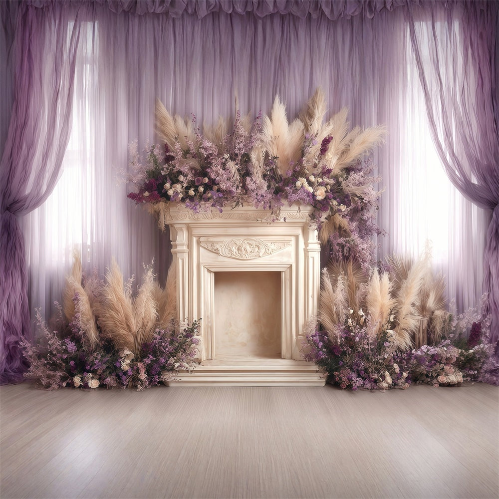 Toile de fond bohème Grâce Cheminée Floraison MRR7-270