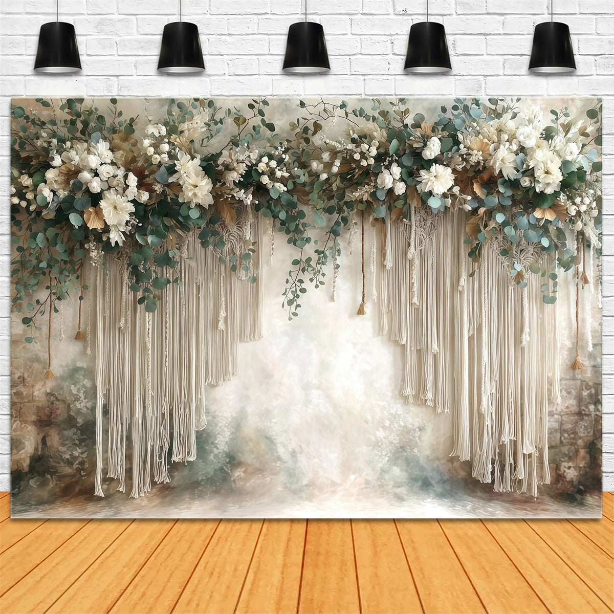 Toile de fond bohème Jardin Frangé Ivoire MRR7-271