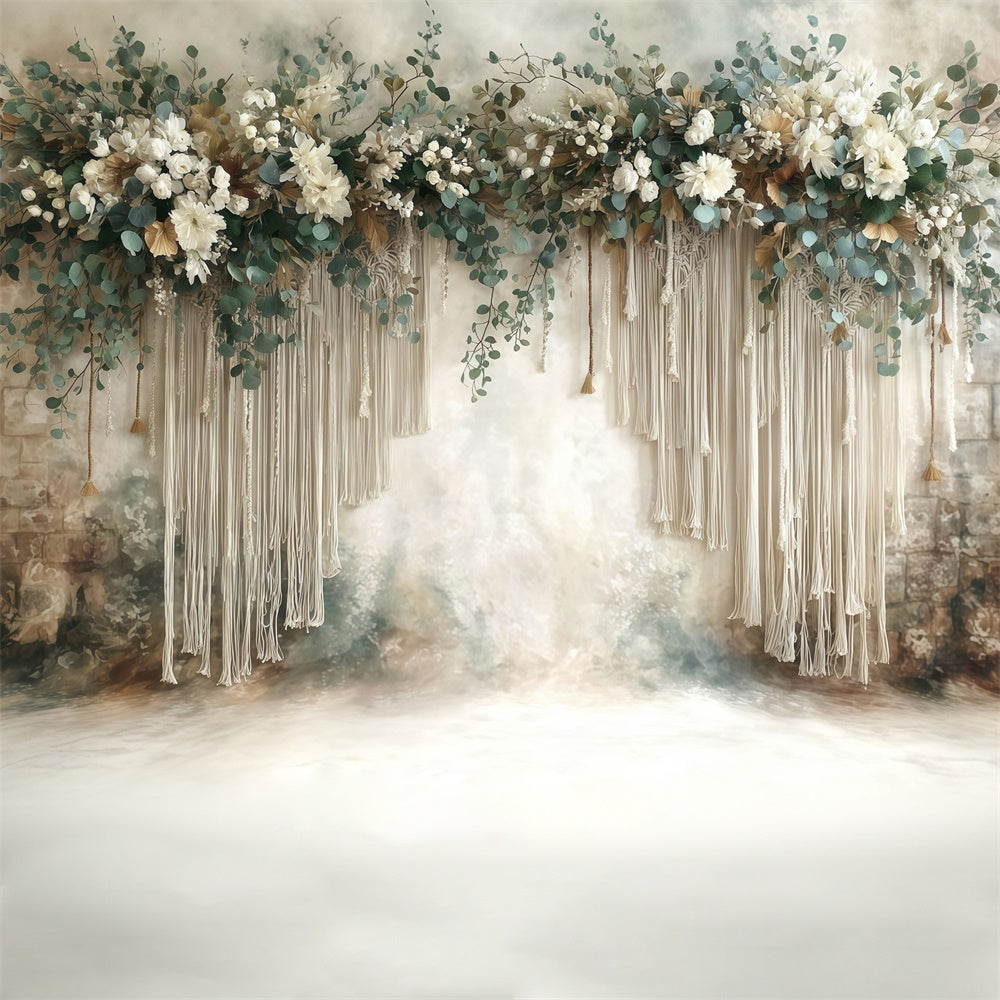 Toile de fond bohème Jardin Frangé Ivoire MRR7-271
