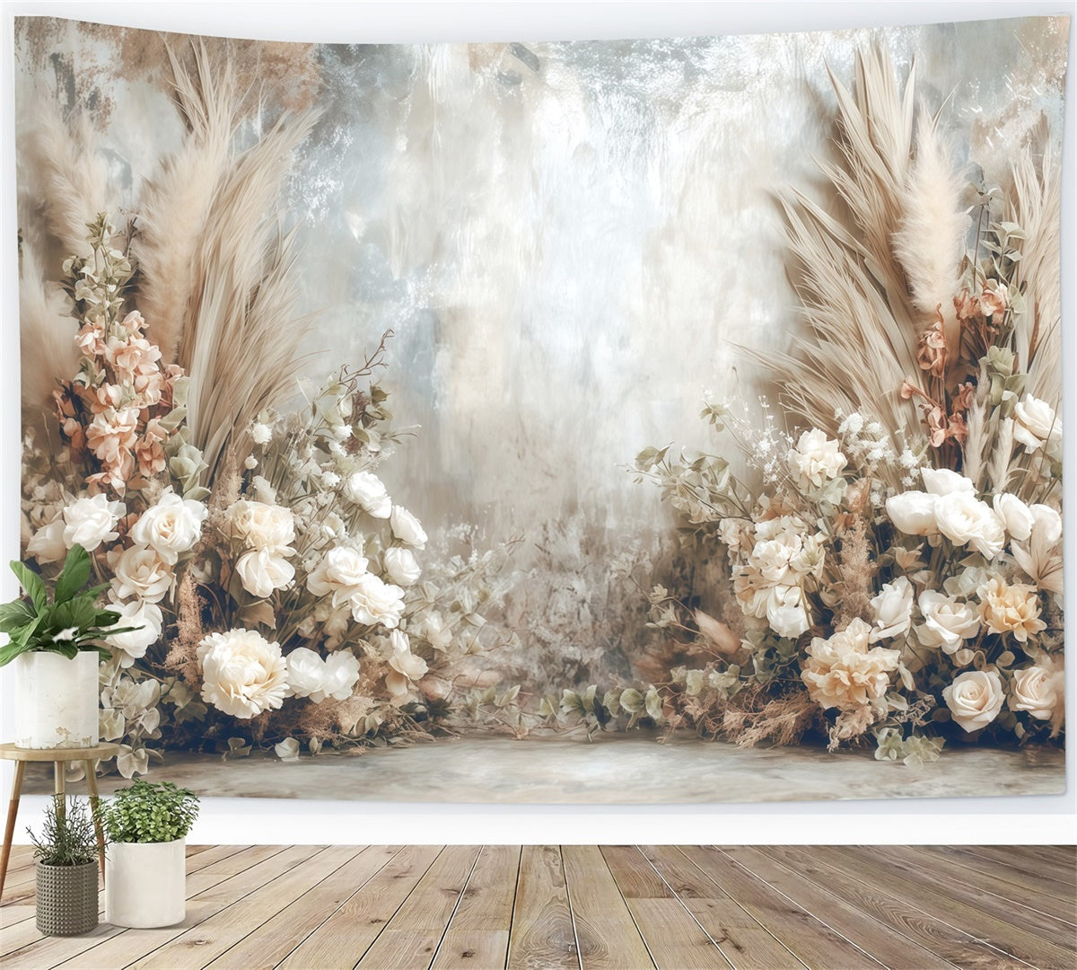 Toile de fond bohème Botanique Florale Beige MRR7-273