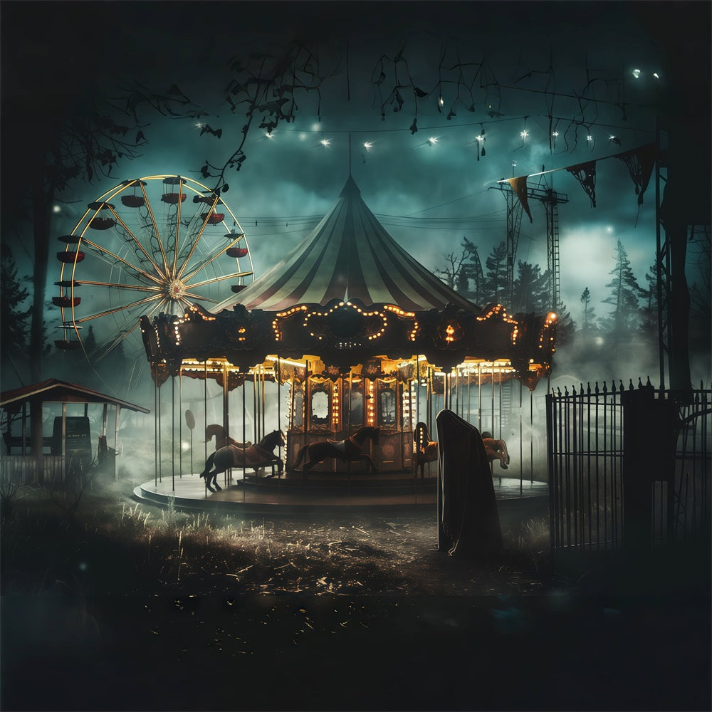 Toile de fond Halloween Parc de la Terreur au Crépuscule MRR7-36