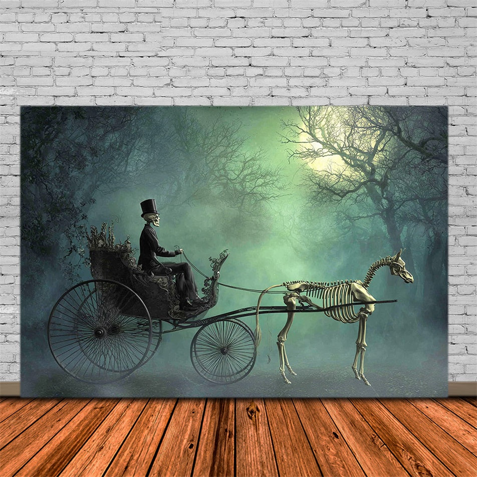 Toile de fond Halloween Calèche Hantée au Clair de Lune MRR7-48