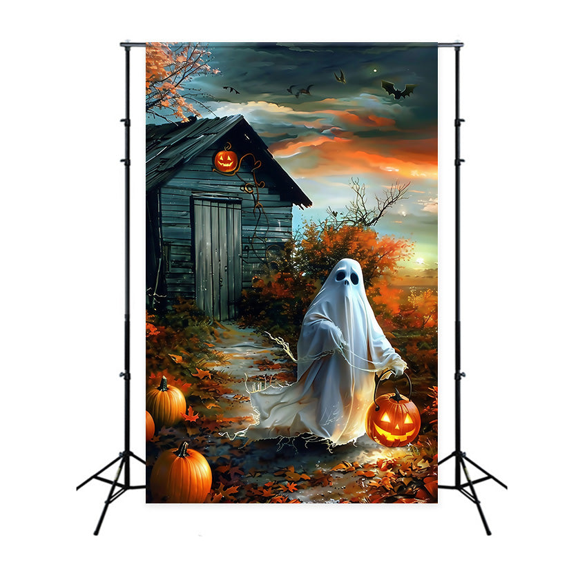 Toile de fond Photo Halloween Lanterne Citrouille et Fantôme MRR7-55