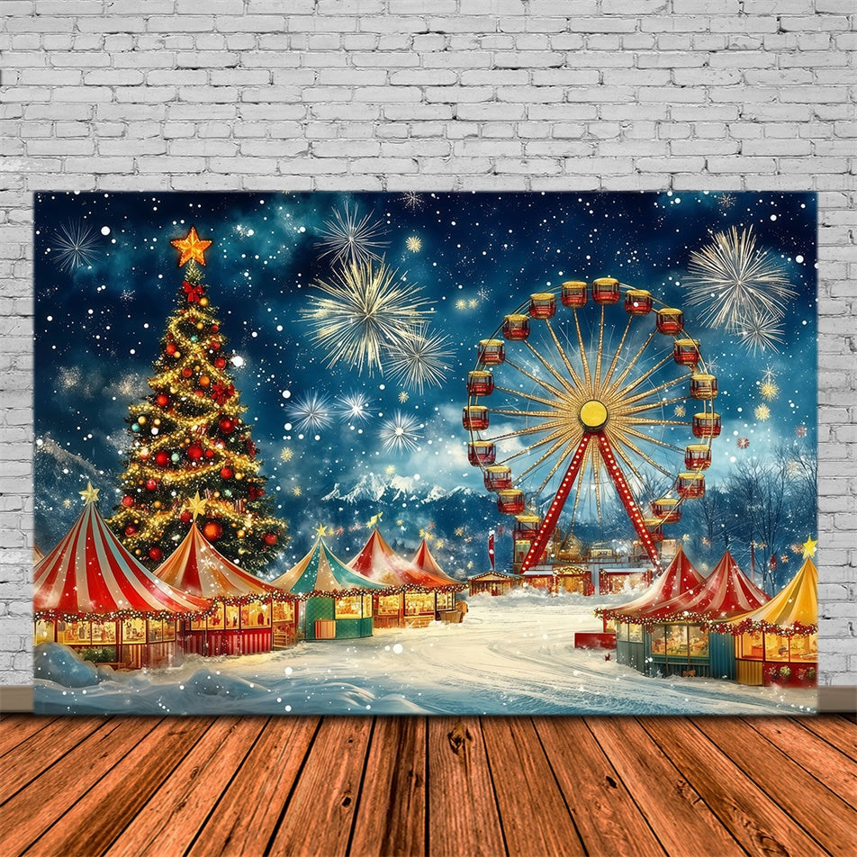 Toile de fond Noël Fête Foraine Hivernale Festive MRR7-58