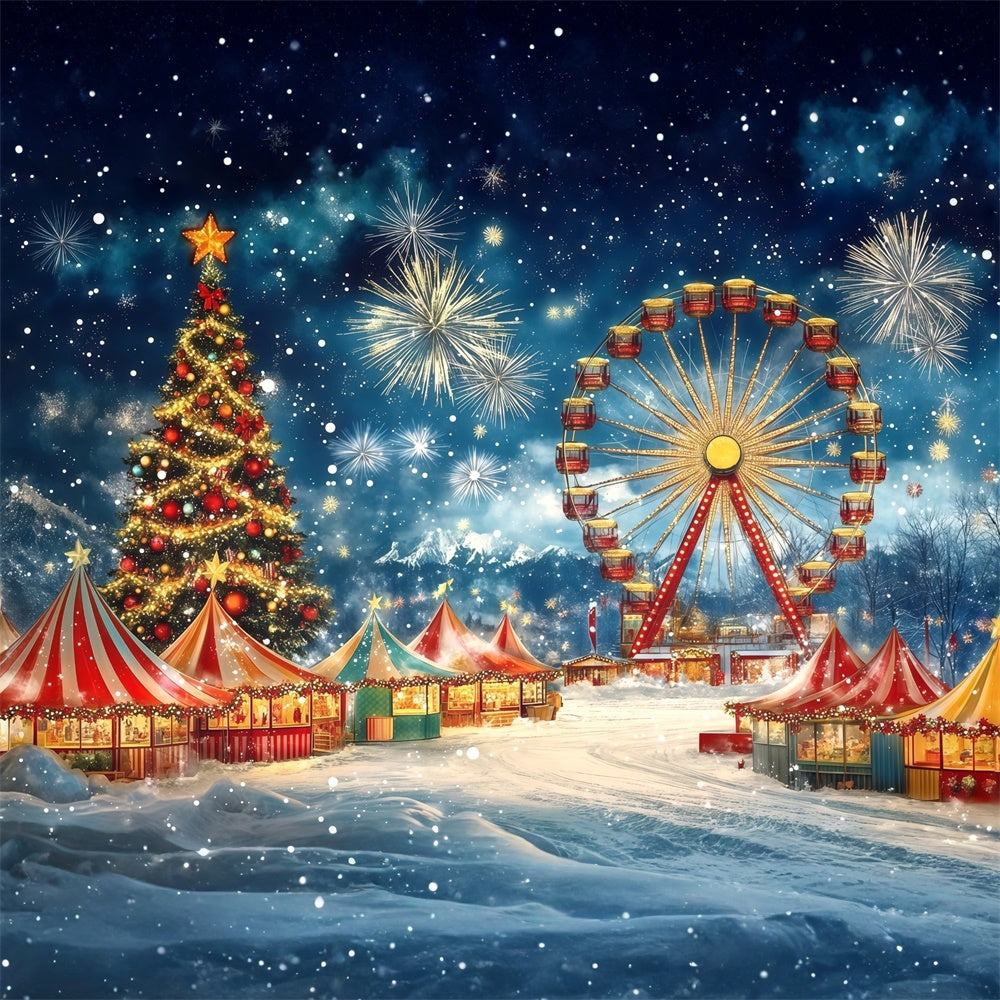 Toile de fond Noël Fête Foraine Hivernale Festive MRR7-58