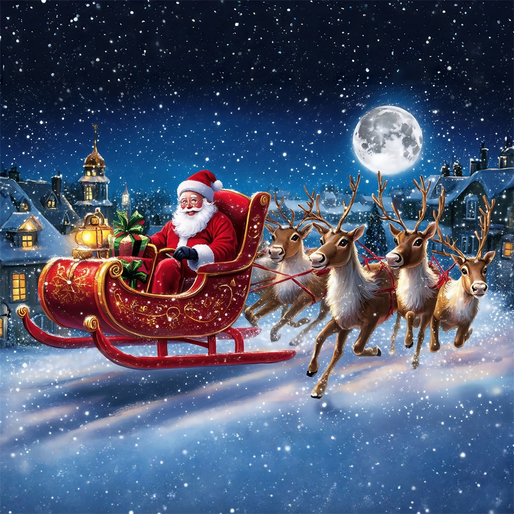 Toile de fond Noël Aventure du Père Noël et des Rennes MRR7-60