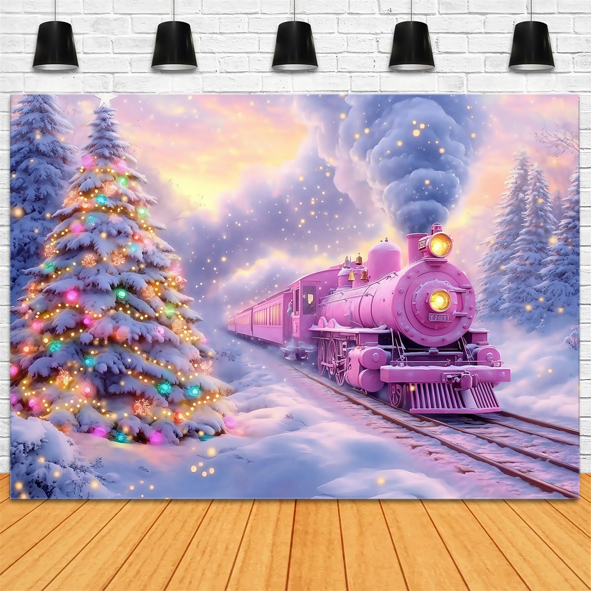 Toile de fond photo Noël Voyage Magique Sous la Neige MRR7-61