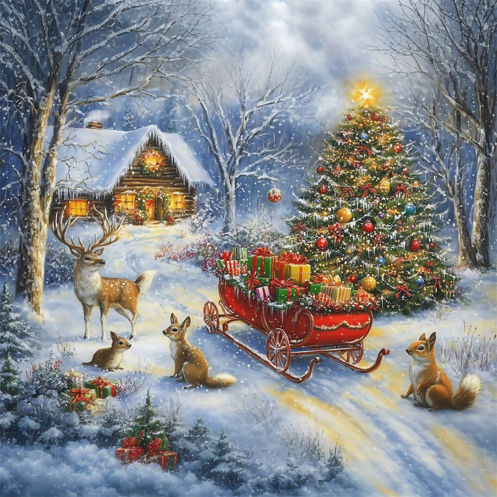 Toile de fond Noël Petite Créature Hivernale Paisible MRR7-63