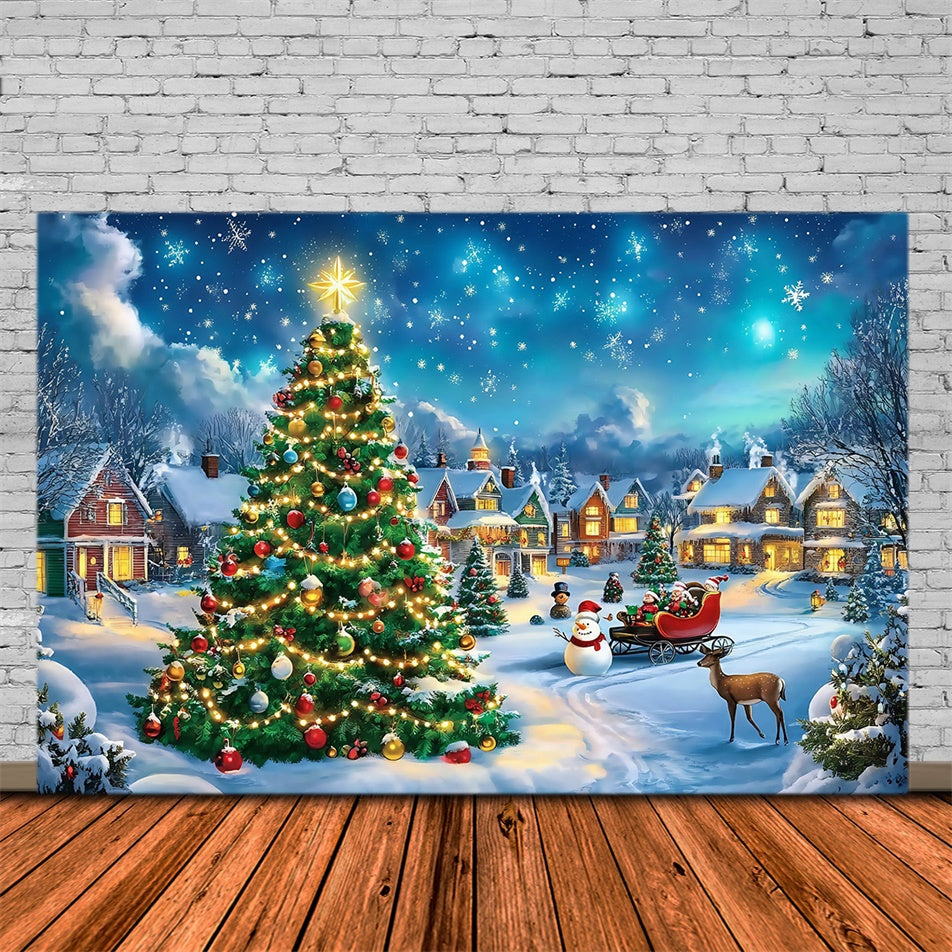 Toile de fond de Noël Village Charme Classique de Noël MRR7-64