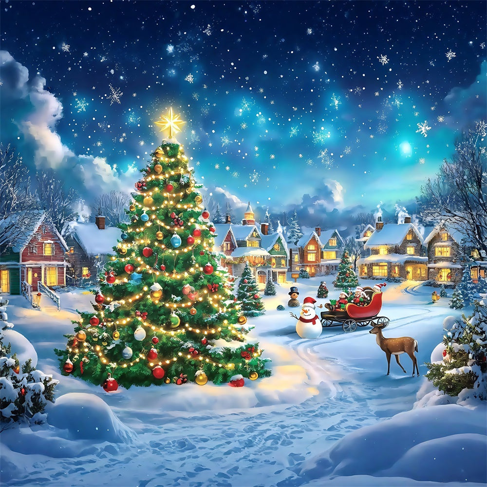 Toile de fond de Noël Village Charme Classique de Noël MRR7-64