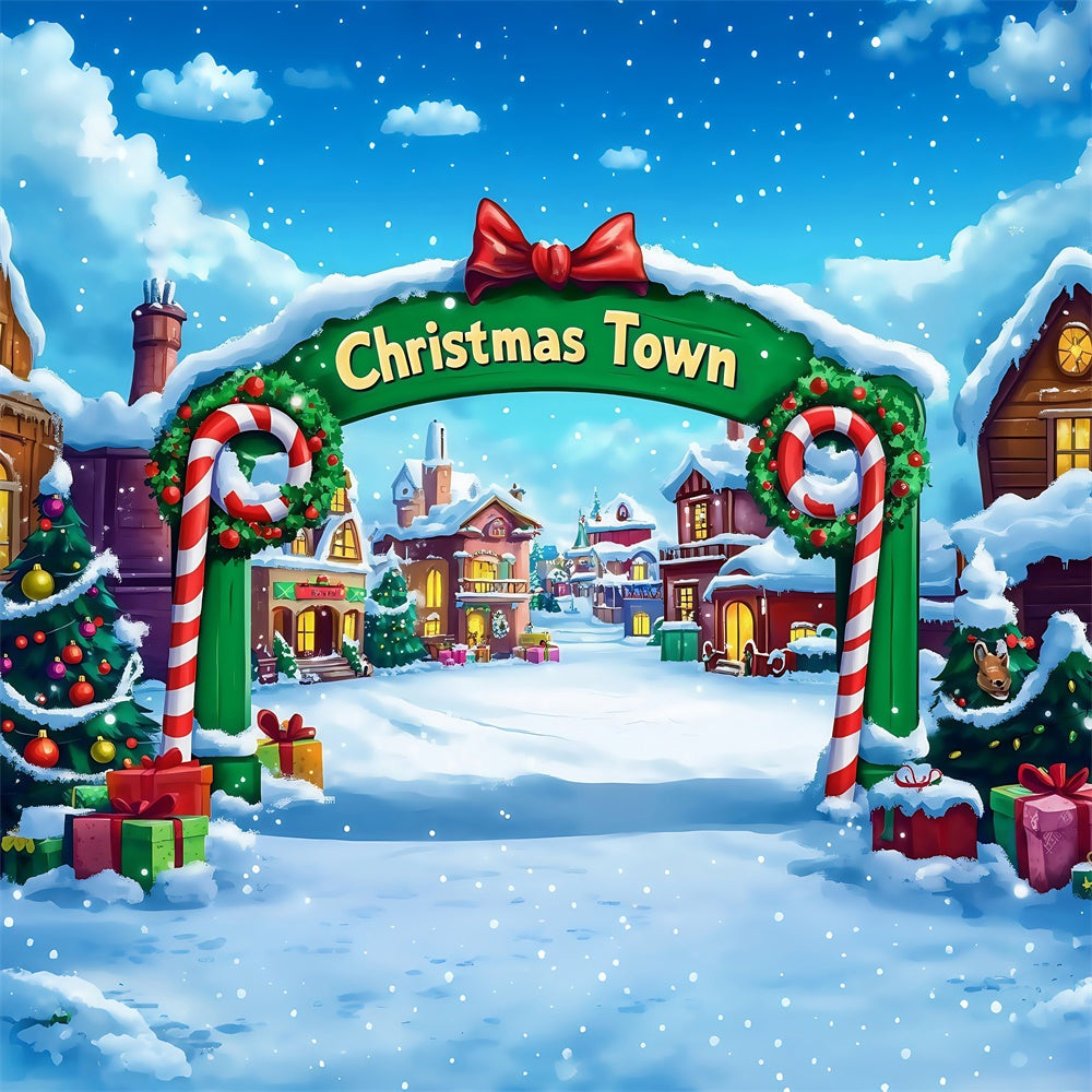 Toile de fond de Noël Village Arche Festive Accueillante MRR7-65