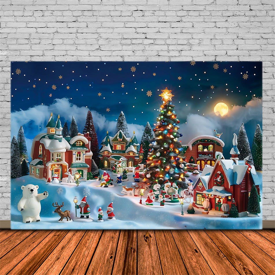 Toile de fond photo Noël Mini Ville de Fantaisie MRR7-67