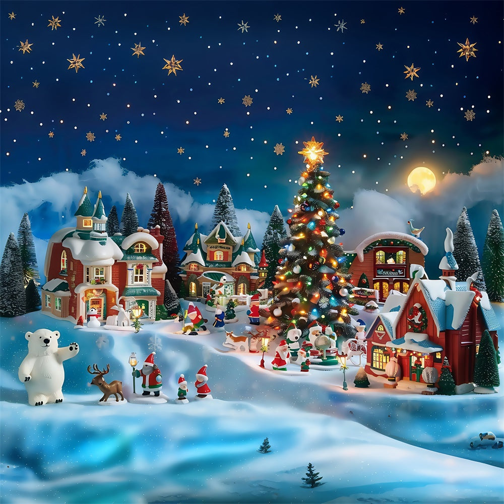 Toile de fond photo Noël Mini Ville de Fantaisie MRR7-67