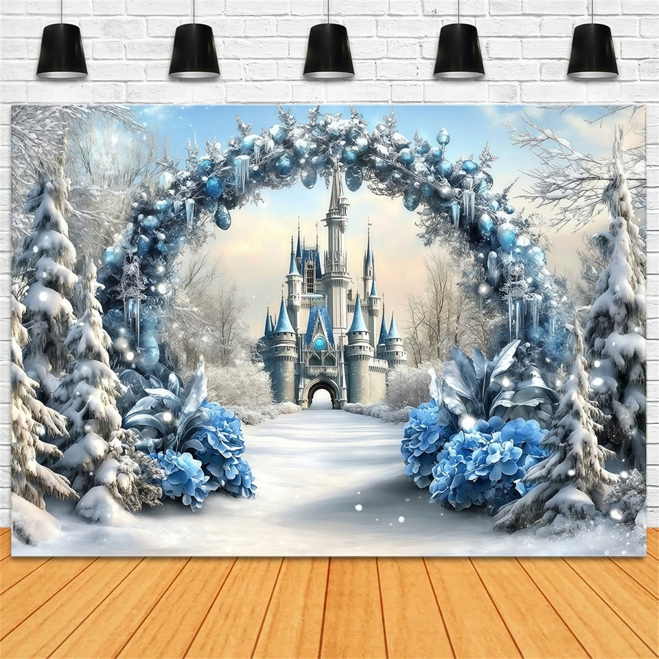Toile de fond Noël Château de Cristal Hivernal MRR7-69