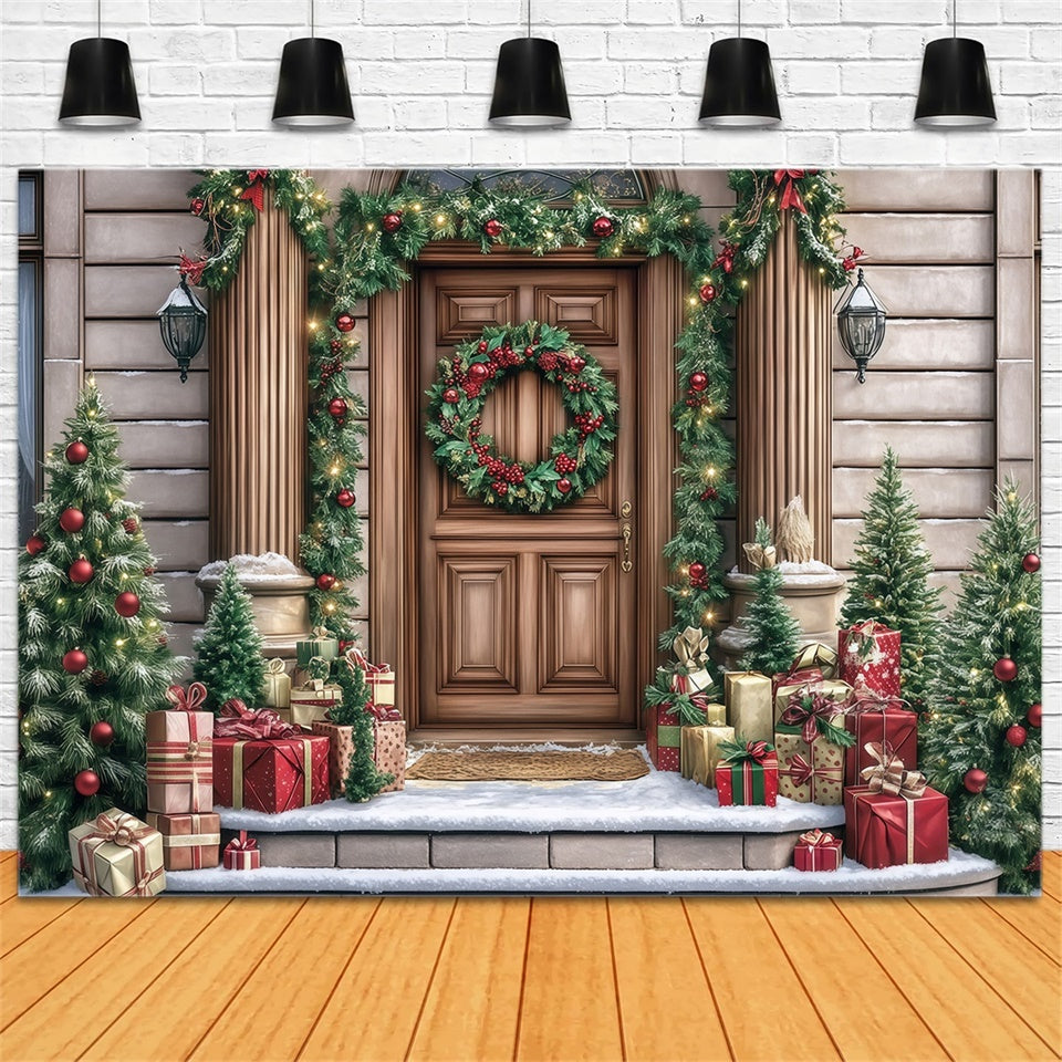 Toile de fond photo Noël Véranda Élégante Couronne MRR7-70