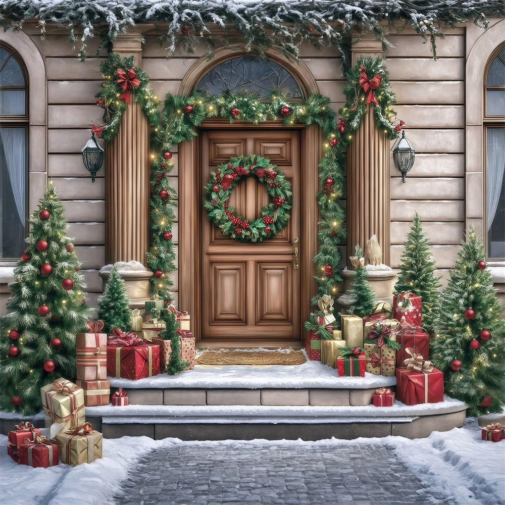Toile de fond photo Noël Véranda Élégante Couronne MRR7-70