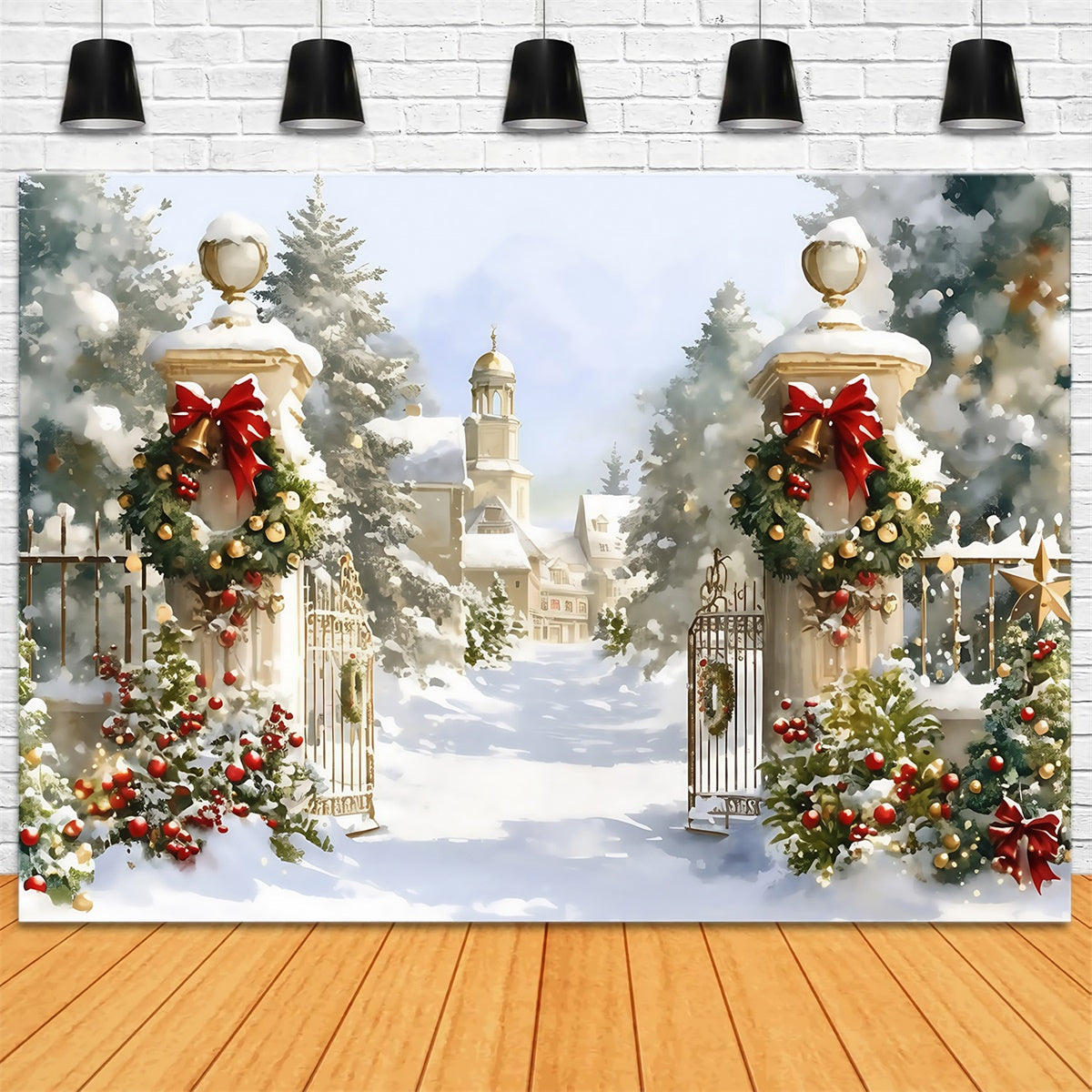 Toile de fond photo Noël Portail du Manoir de Noël MRR7-72