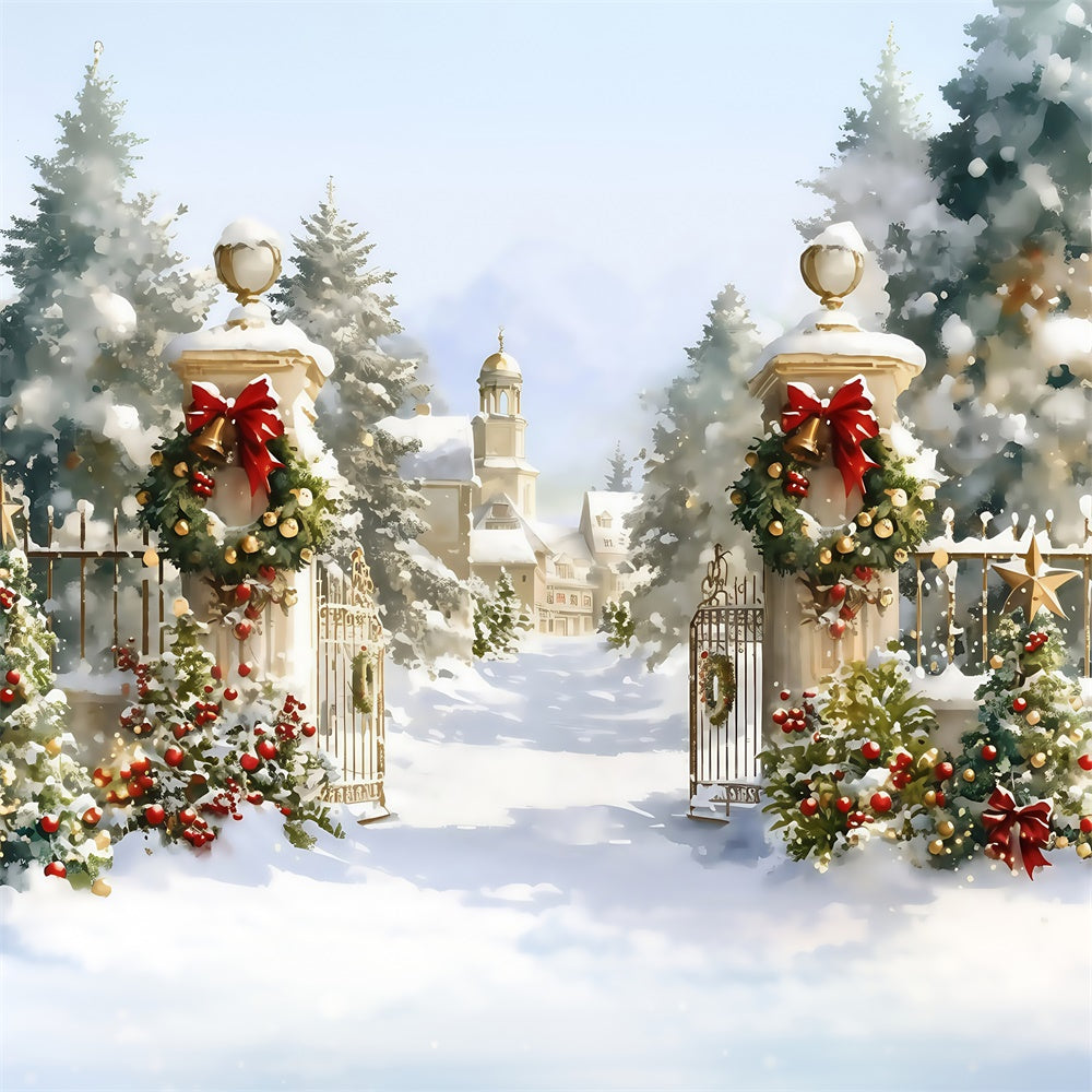 Toile de fond photo Noël Portail du Manoir de Noël MRR7-72