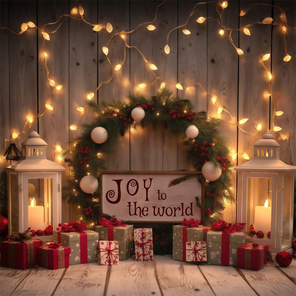Toile de fond Noël Guirlande de Sapin à la Lueur des Bougies MRR7-77