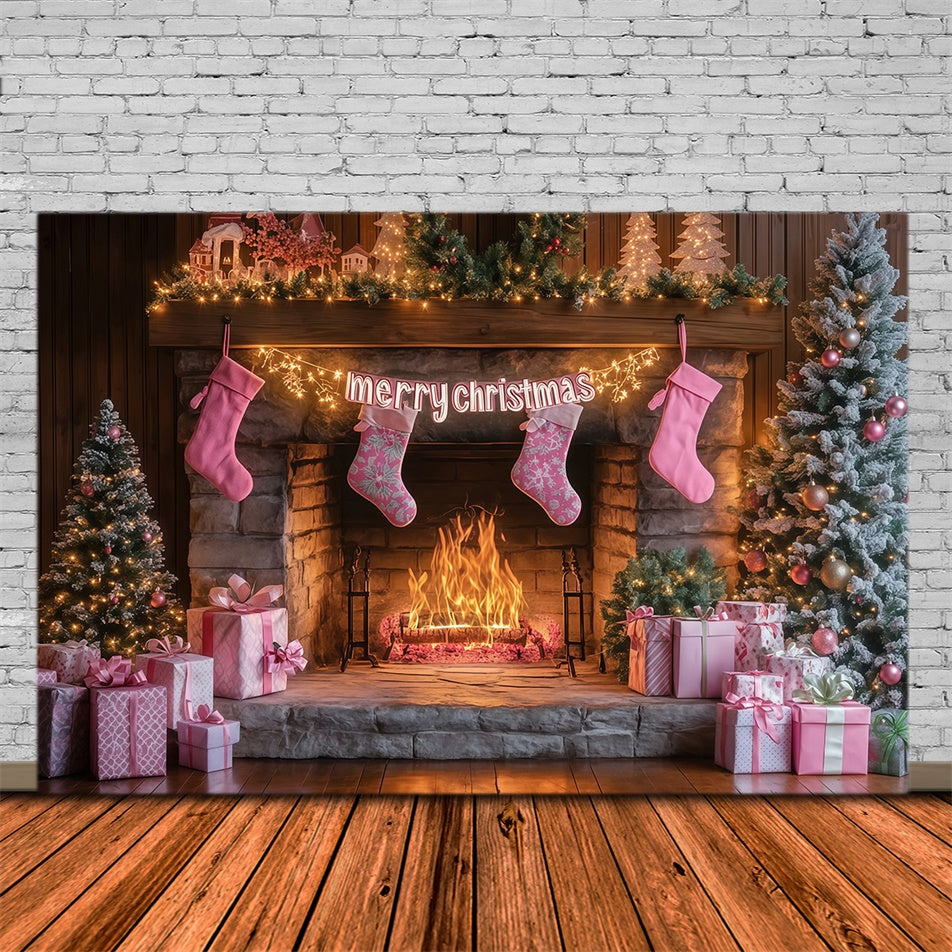 Toile de fond photo Noël Chaussettes de Noël et Lueur Douce MRR7-82