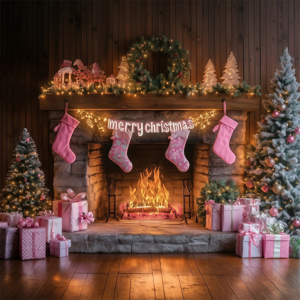 Toile de fond photo Noël Chaussettes de Noël et Lueur Douce MRR7-82