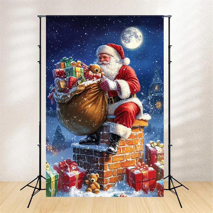 Toile de fond Noël Père Noël à Minuit Magique MRR7-89