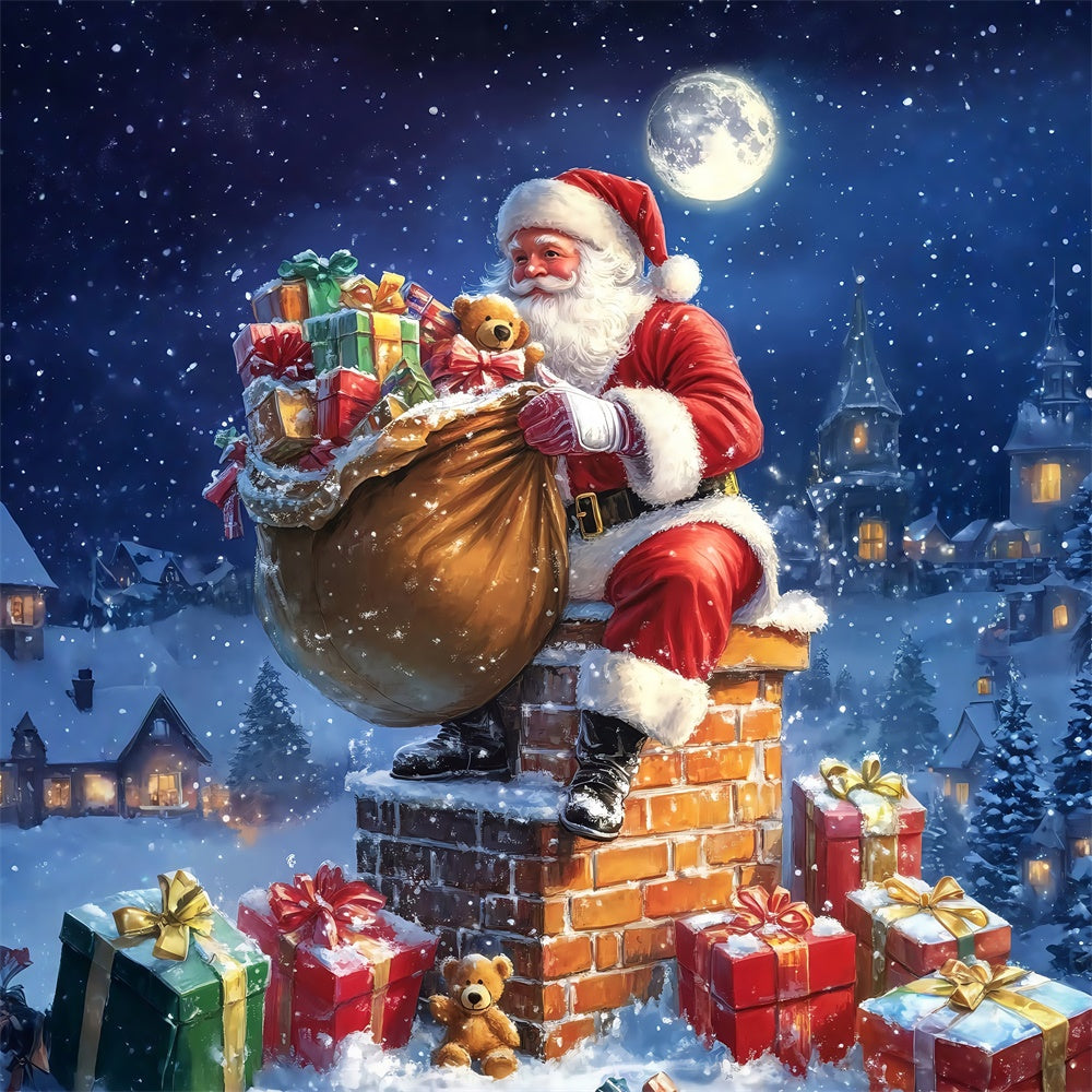 Toile de fond Noël Père Noël à Minuit Magique MRR7-89
