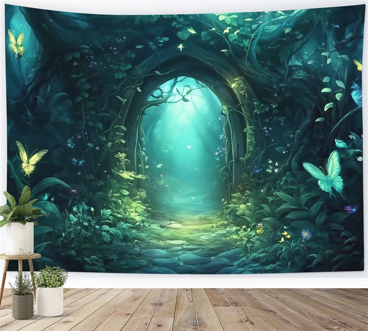 Toile de fond Forêt Enchantée Arche Papillon Crépuscule MRR7-91