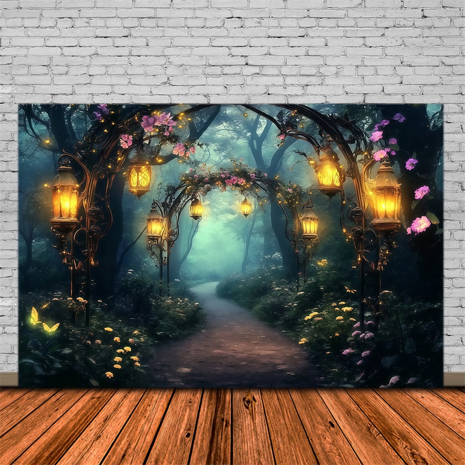 Toile de fond Forêt Enchantée Lueur Arche Florale MRR7-96