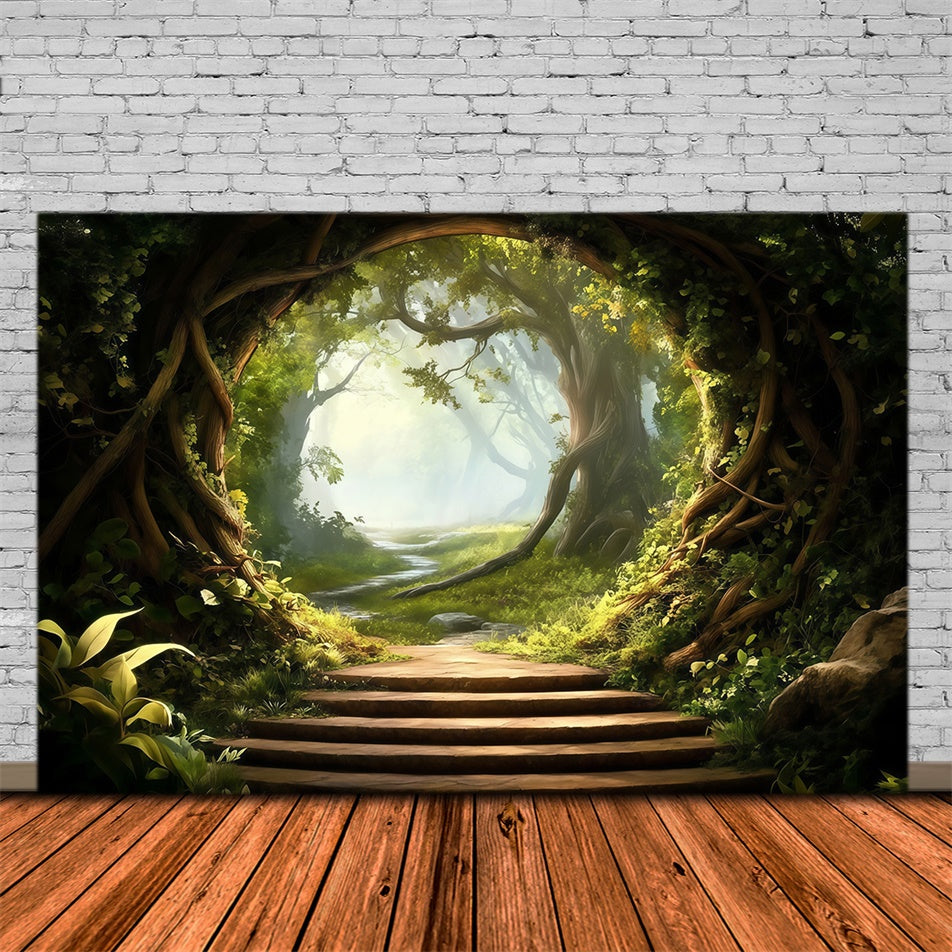 Toile de fond Photo Forêt Photographie Sentier Vert Doux MRR7-97