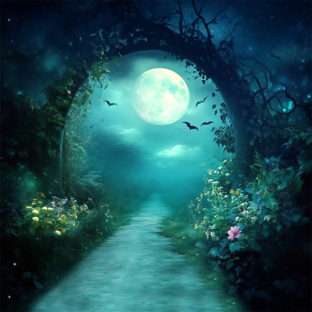 Toile de fond Photo Forêt Nuit Sentier Fleur Minuit MRR7-99