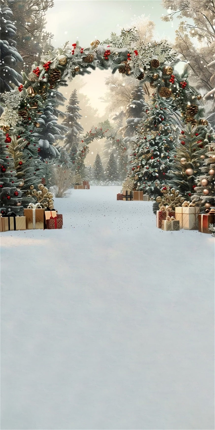Toile de fond Noël Arche Cadeaux Dorés de Luxe MRR8-101