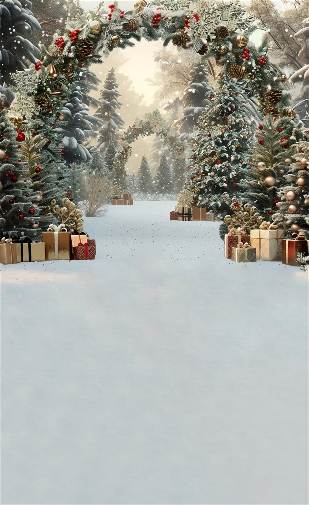 Toile de fond Noël Arche Cadeaux Dorés de Luxe MRR8-101