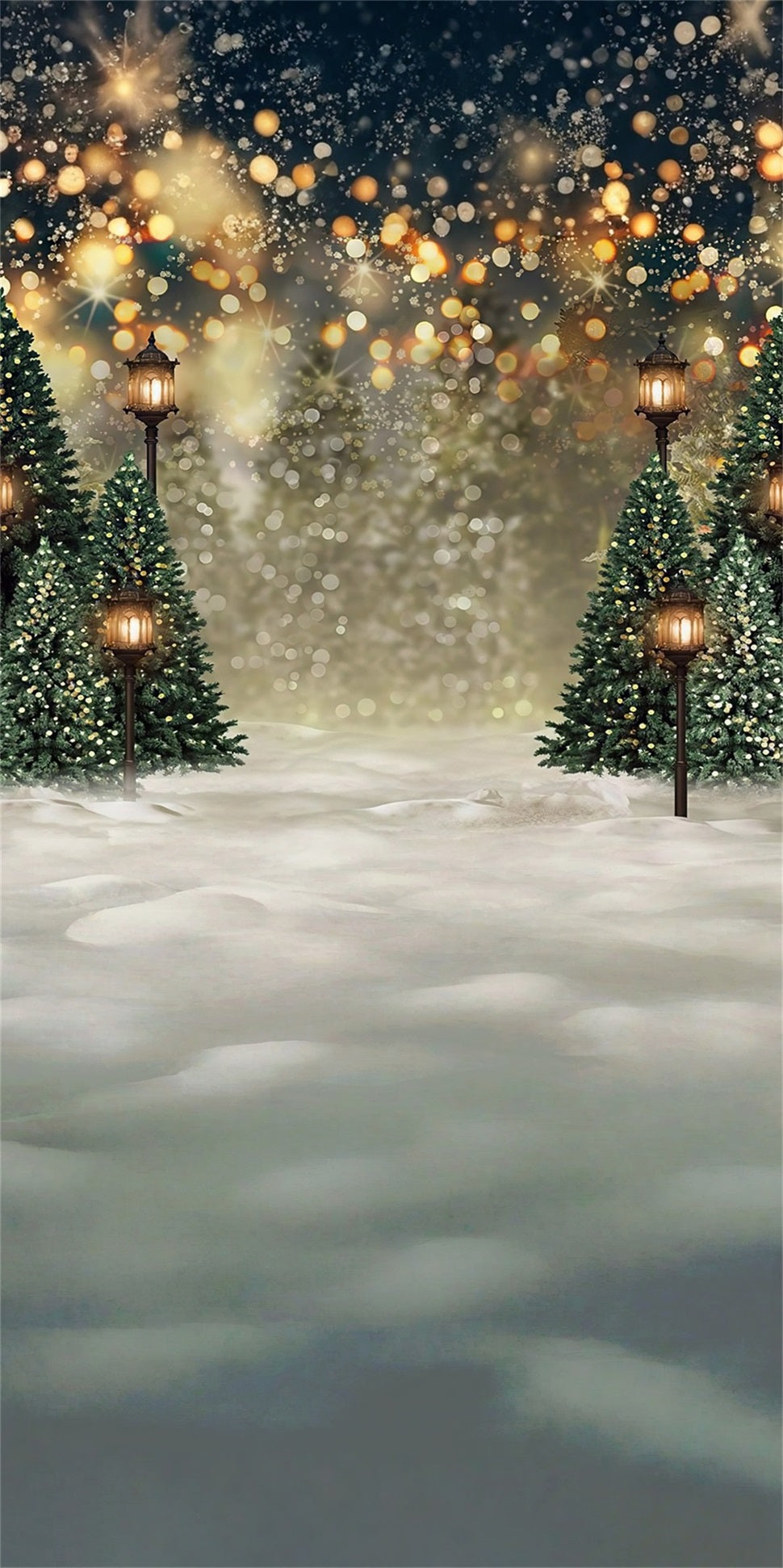 Toile de fond photo Noël Rue Illuminée Effet Bokeh Chaleureux MRR8-111