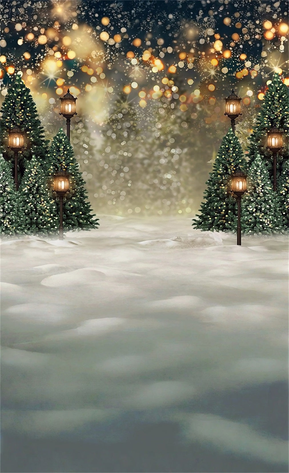 Toile de fond photo Noël Rue Illuminée Effet Bokeh Chaleureux MRR8-111