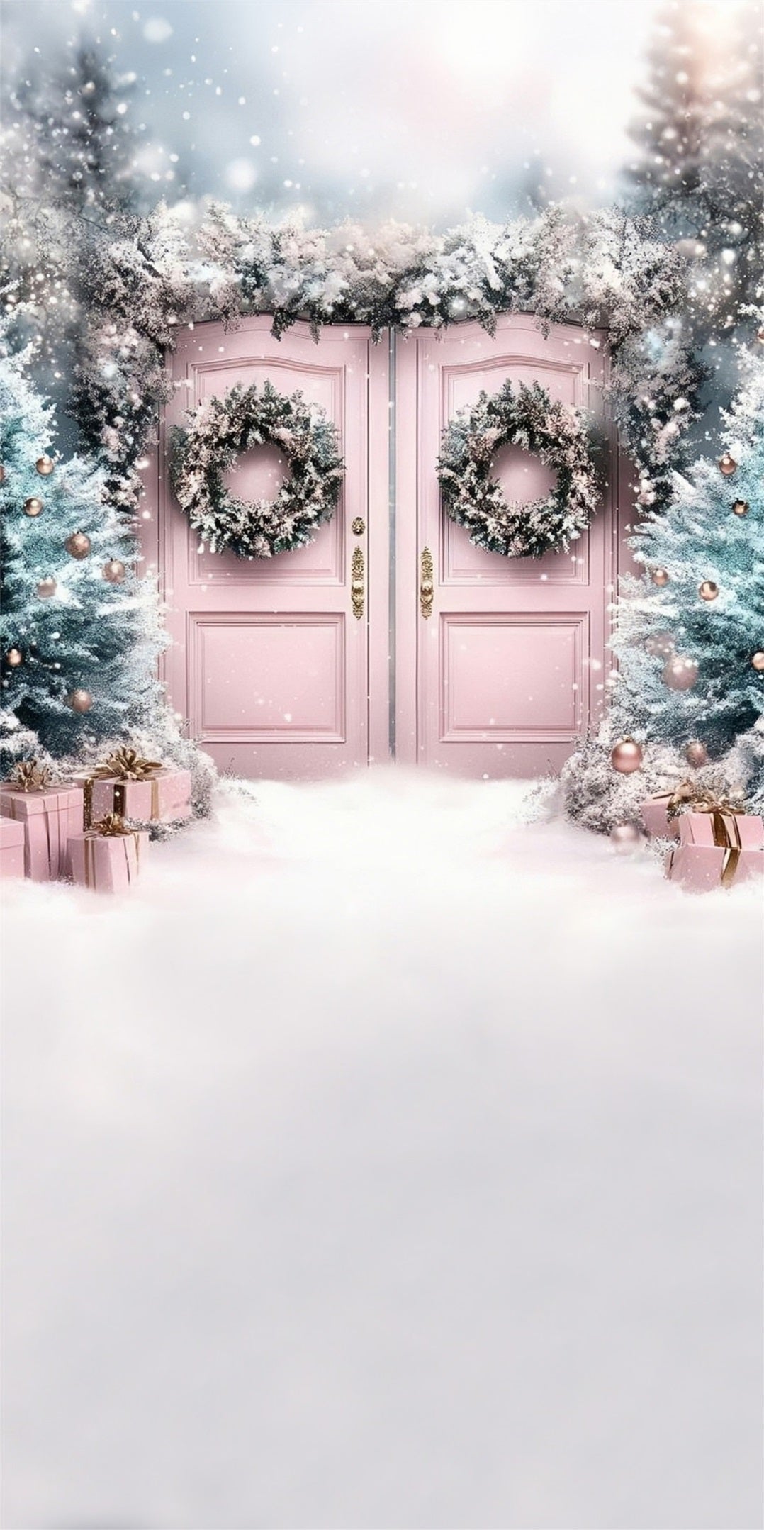 Toile de fond photo Noël Arche Couronne Rose Pâle de Rêve MRR8-113