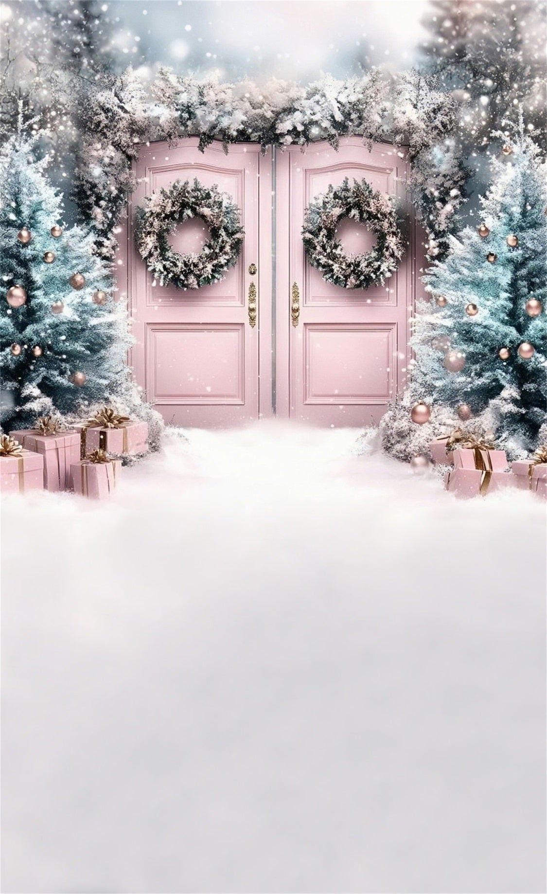 Toile de fond photo Noël Arche Couronne Rose Pâle de Rêve MRR8-113